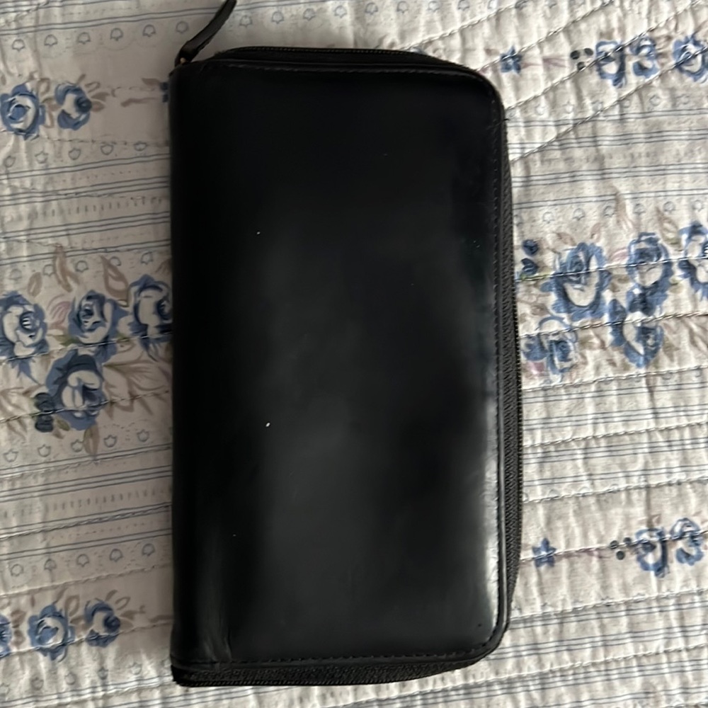 Black Leather zip around  Vintage Coach Wallet